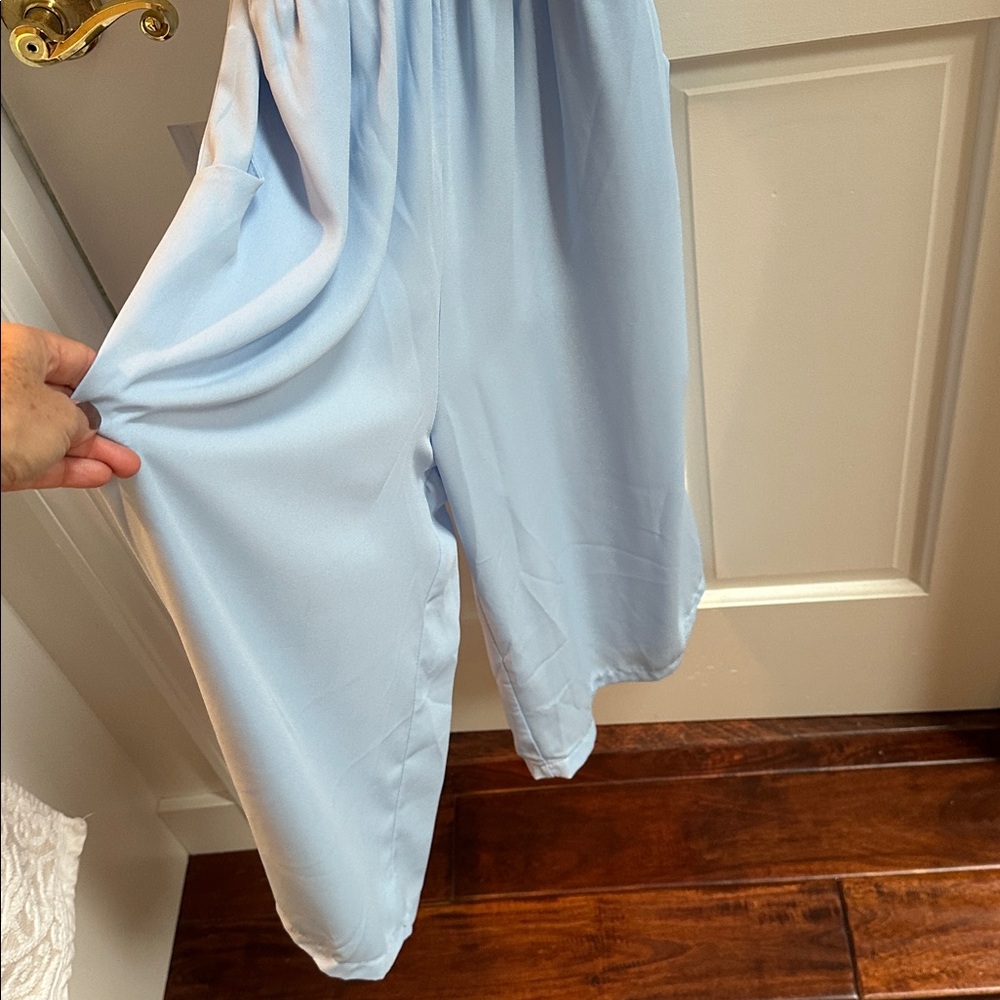 Light Blue Ruffled Jumpsuit - Picture 2 of 4
